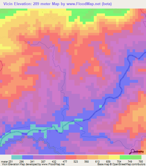 Vicin,Ecuador Elevation Map