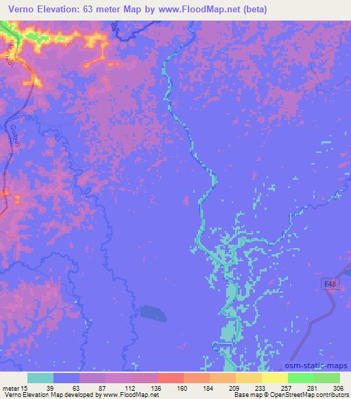 Verno,Ecuador Elevation Map