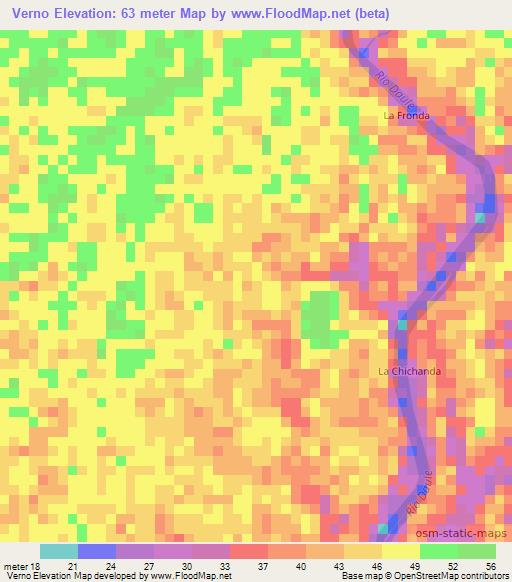 Verno,Ecuador Elevation Map