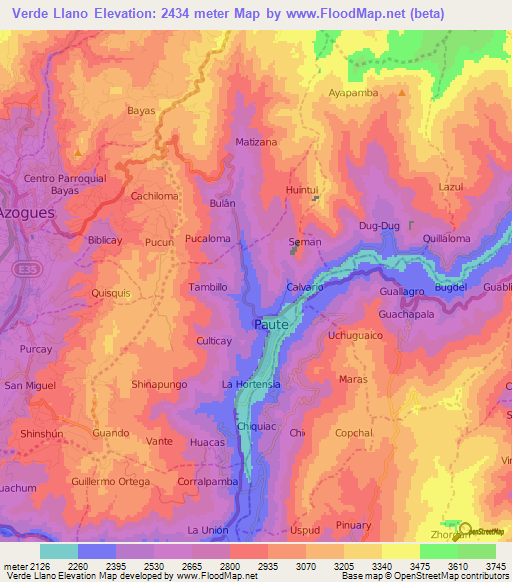 Verde Llano,Ecuador Elevation Map