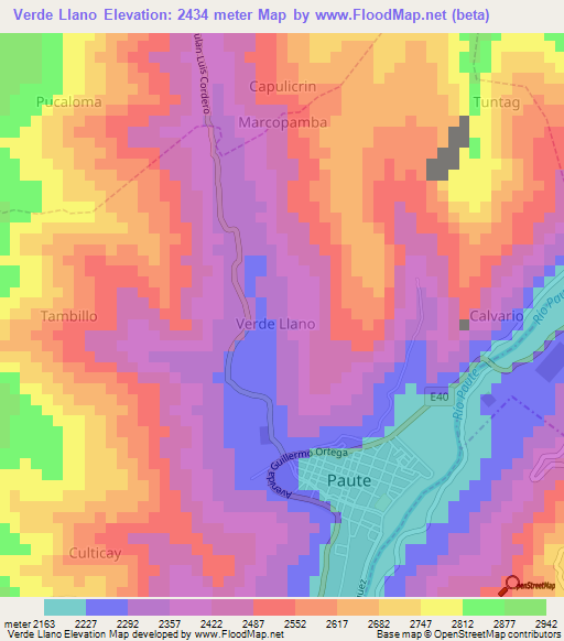 Verde Llano,Ecuador Elevation Map