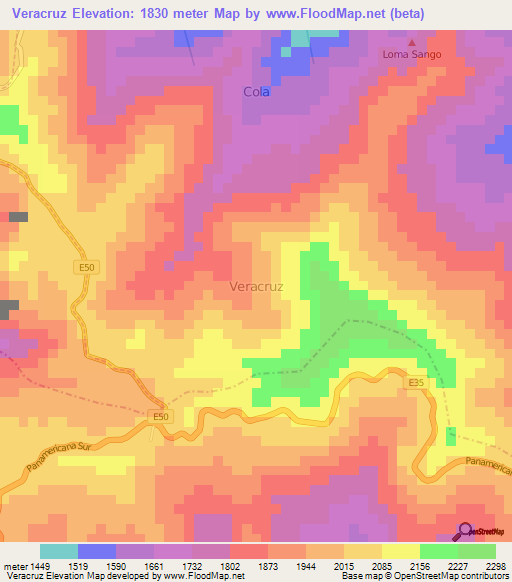 Veracruz,Ecuador Elevation Map