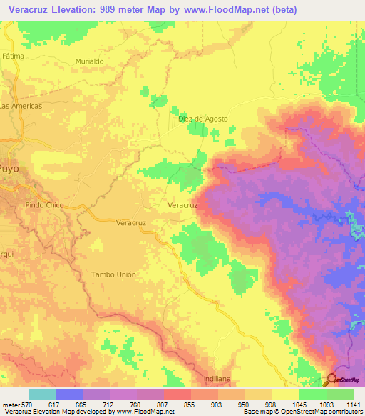 Veracruz,Ecuador Elevation Map