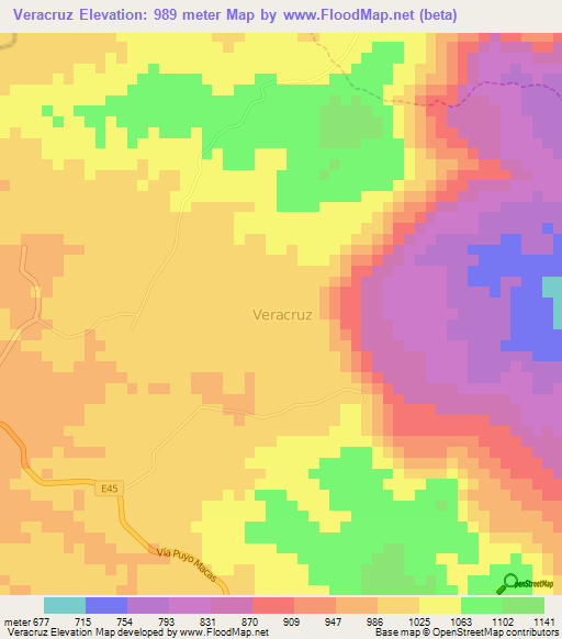 Veracruz,Ecuador Elevation Map