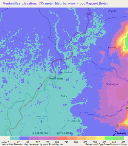 Ventanillas,Ecuador Elevation Map