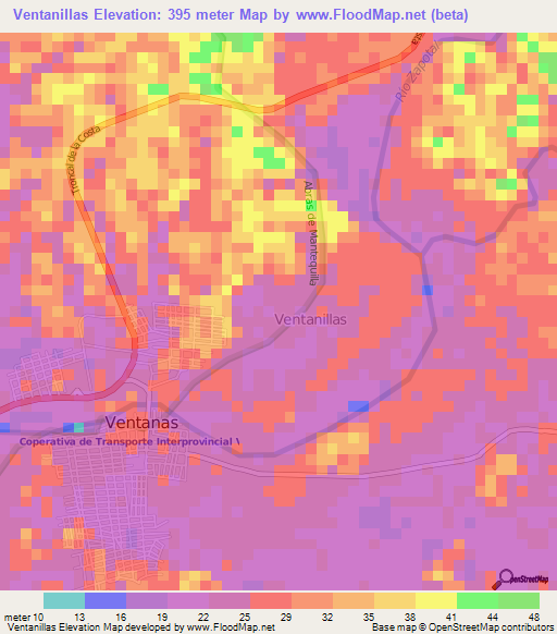 Ventanillas,Ecuador Elevation Map