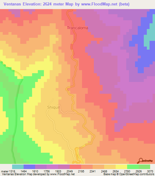 Ventanas,Ecuador Elevation Map