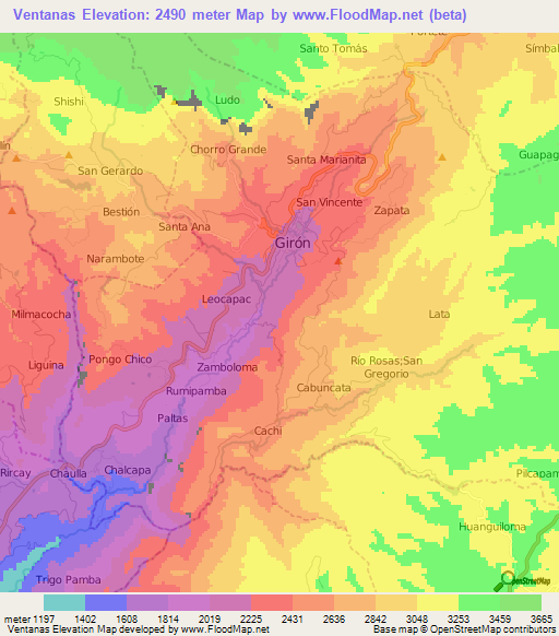 Ventanas,Ecuador Elevation Map