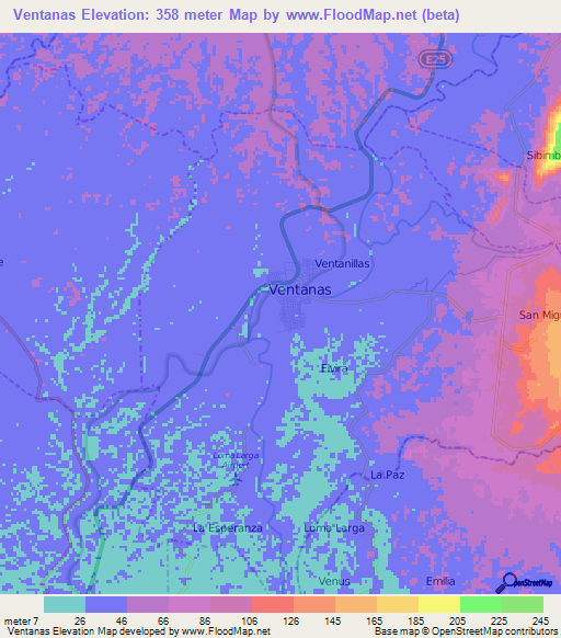 Ventanas,Ecuador Elevation Map