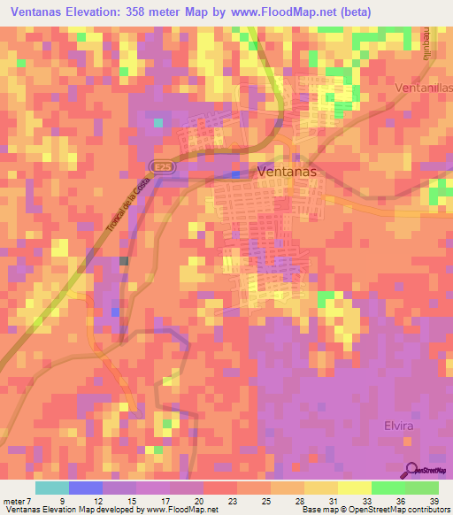 Ventanas,Ecuador Elevation Map