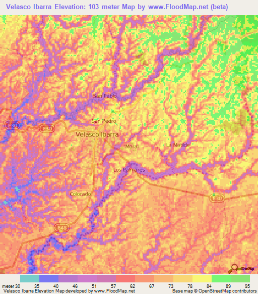 Velasco Ibarra,Ecuador Elevation Map