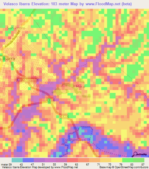 Velasco Ibarra,Ecuador Elevation Map