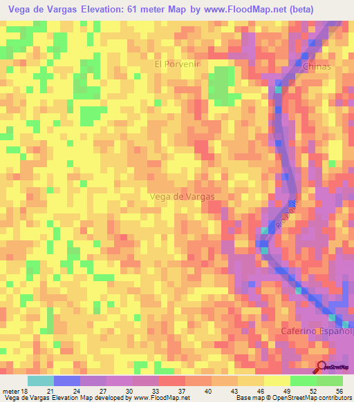 Vega de Vargas,Ecuador Elevation Map