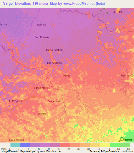 Vargel,Ecuador Elevation Map