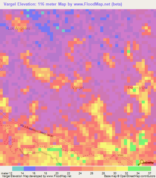 Vargel,Ecuador Elevation Map