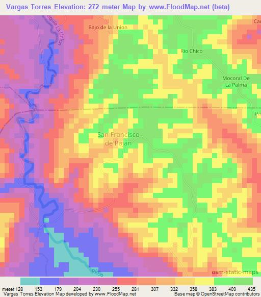 Vargas Torres,Ecuador Elevation Map