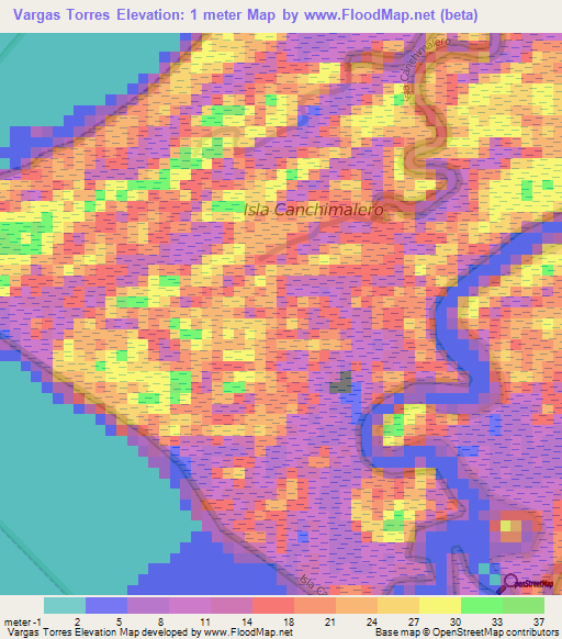 Vargas Torres,Ecuador Elevation Map