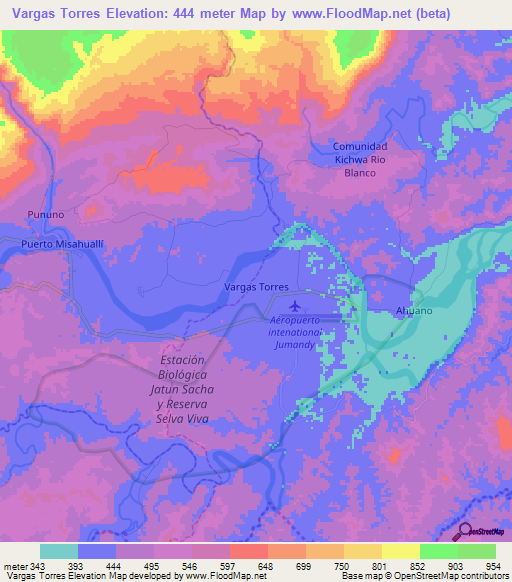 Vargas Torres,Ecuador Elevation Map