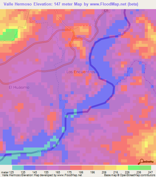 Valle Hermoso,Ecuador Elevation Map