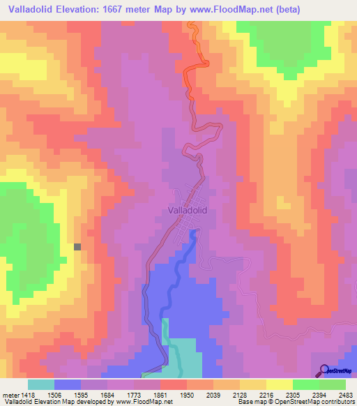 Valladolid,Ecuador Elevation Map