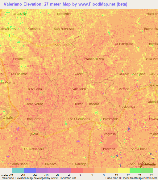 Valeriano,Ecuador Elevation Map