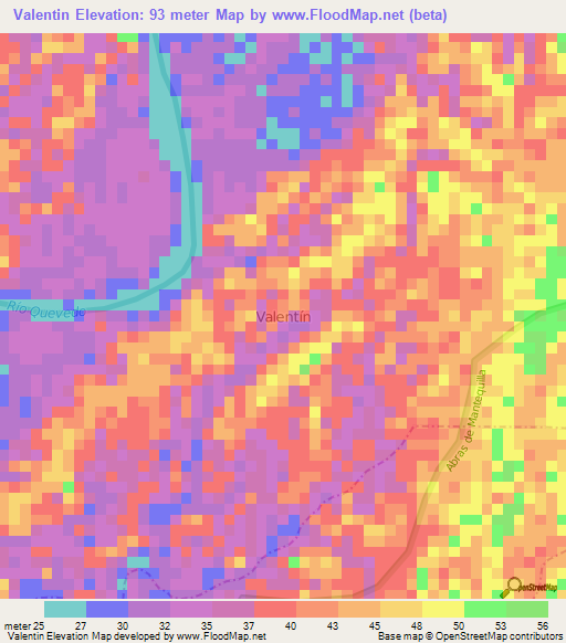 Valentin,Ecuador Elevation Map