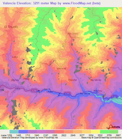 Valencia,Ecuador Elevation Map