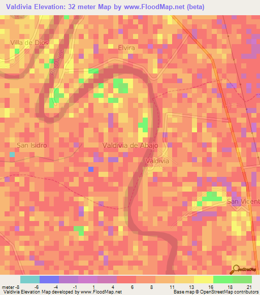 Valdivia,Ecuador Elevation Map