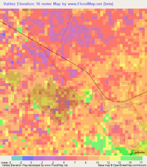 Valdez,Ecuador Elevation Map