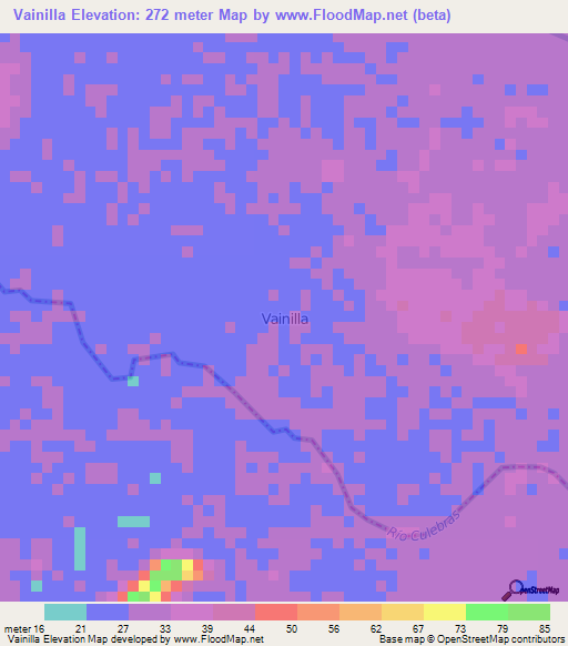 Vainilla,Ecuador Elevation Map