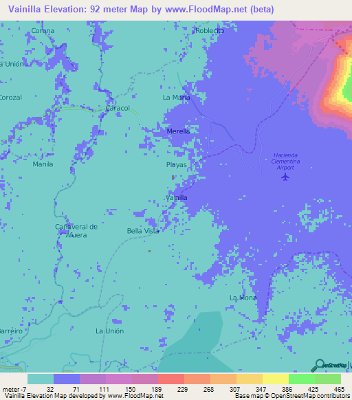 Vainilla,Ecuador Elevation Map