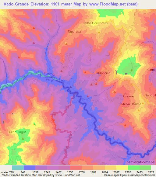 Vado Grande,Ecuador Elevation Map