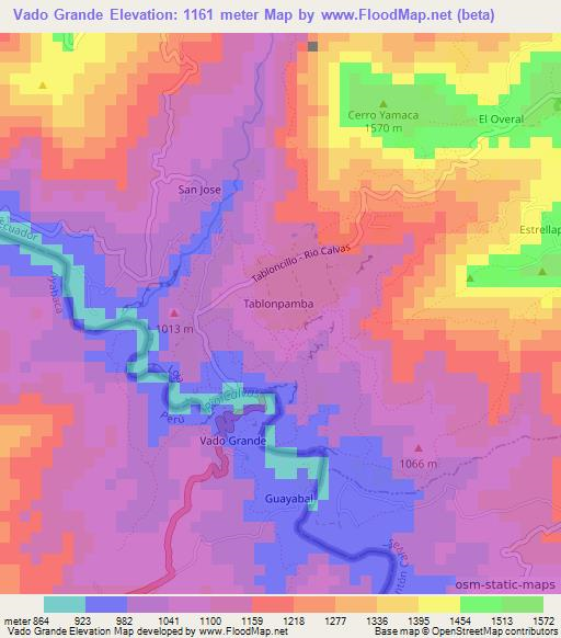 Vado Grande,Ecuador Elevation Map