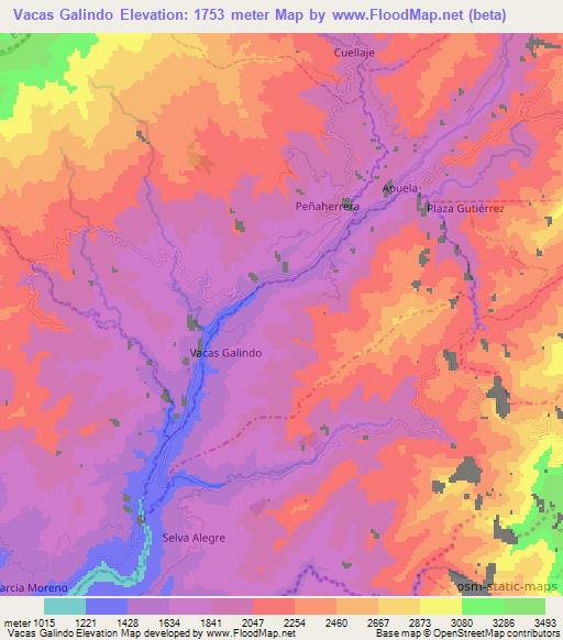 Vacas Galindo,Ecuador Elevation Map