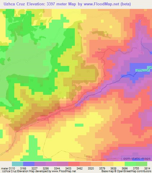 Uzhca Cruz,Ecuador Elevation Map