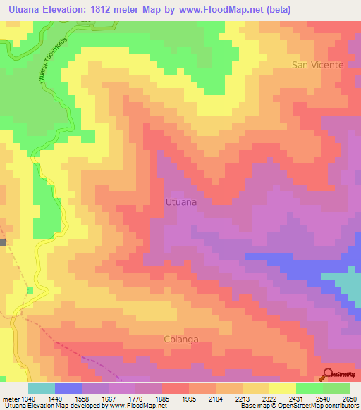 Utuana,Ecuador Elevation Map