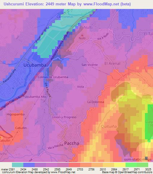 Ushcurumi,Ecuador Elevation Map