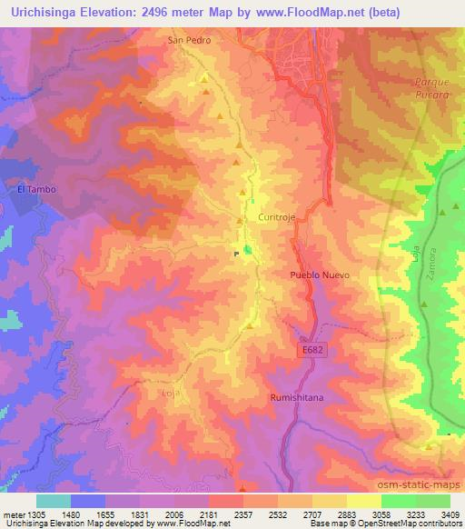 Urichisinga,Ecuador Elevation Map