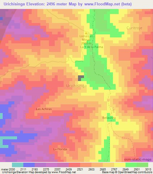 Urichisinga,Ecuador Elevation Map