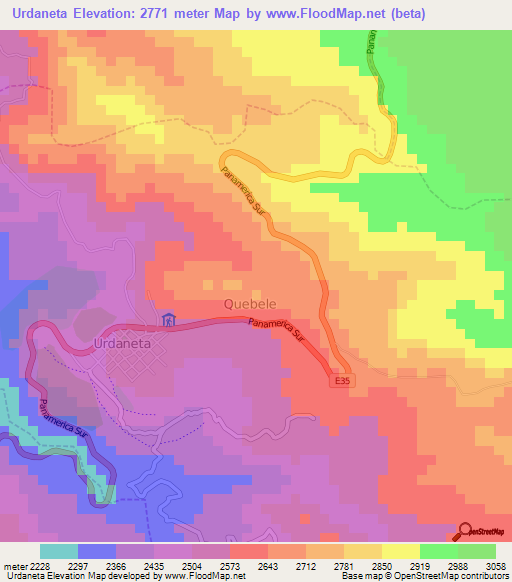 Urdaneta,Ecuador Elevation Map