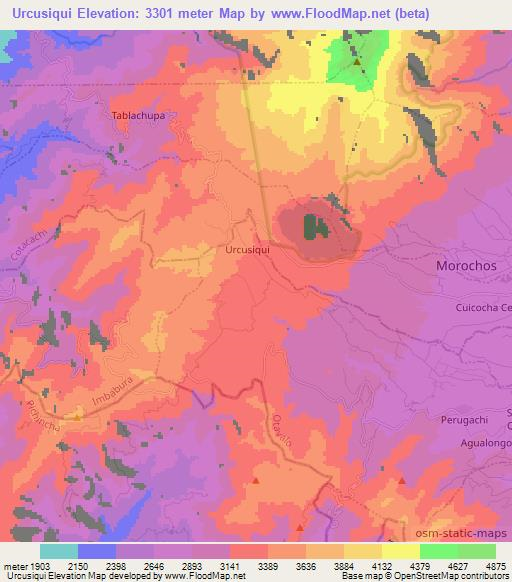 Urcusiqui,Ecuador Elevation Map