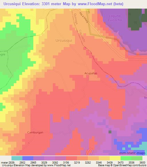 Urcusiqui,Ecuador Elevation Map