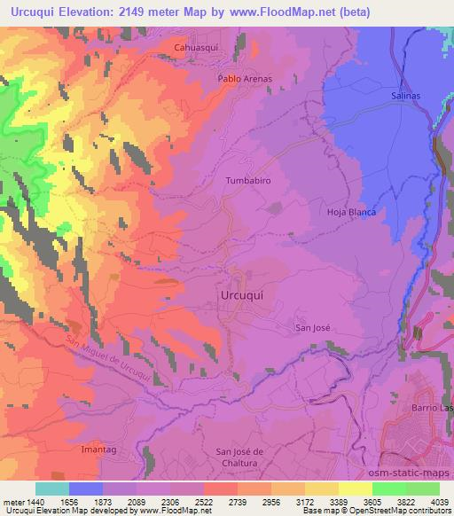 Urcuqui,Ecuador Elevation Map