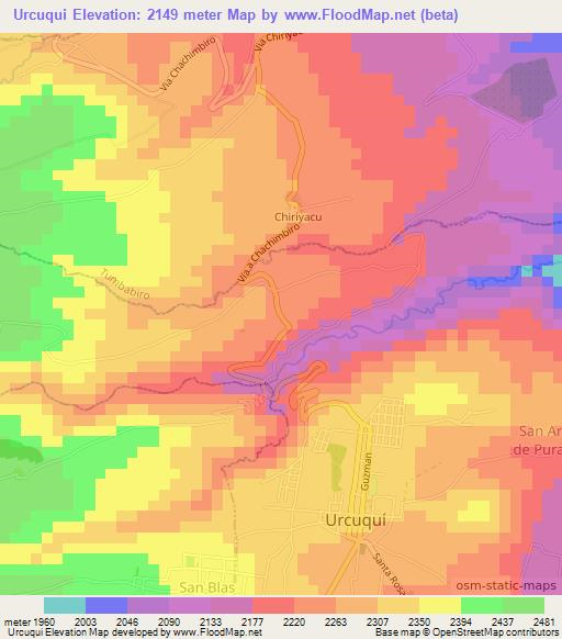 Urcuqui,Ecuador Elevation Map