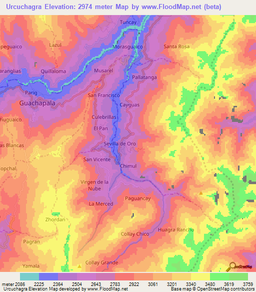 Urcuchagra,Ecuador Elevation Map