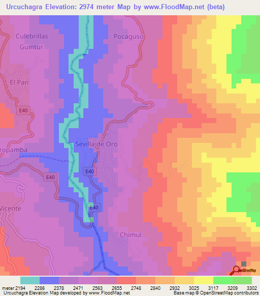 Urcuchagra,Ecuador Elevation Map