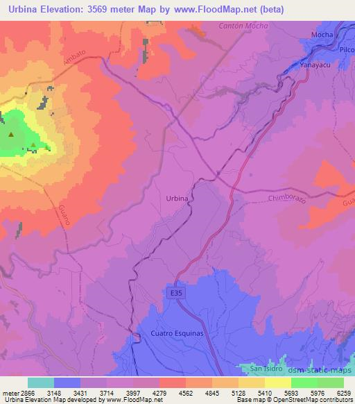 Urbina,Ecuador Elevation Map