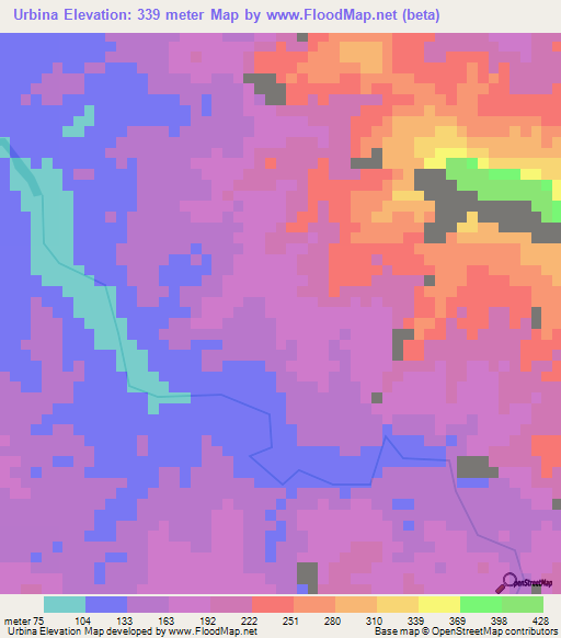 Urbina,Ecuador Elevation Map