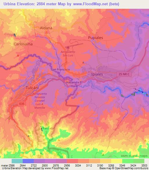 Urbina,Ecuador Elevation Map