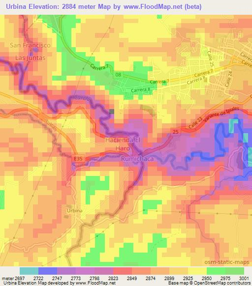 Urbina,Ecuador Elevation Map